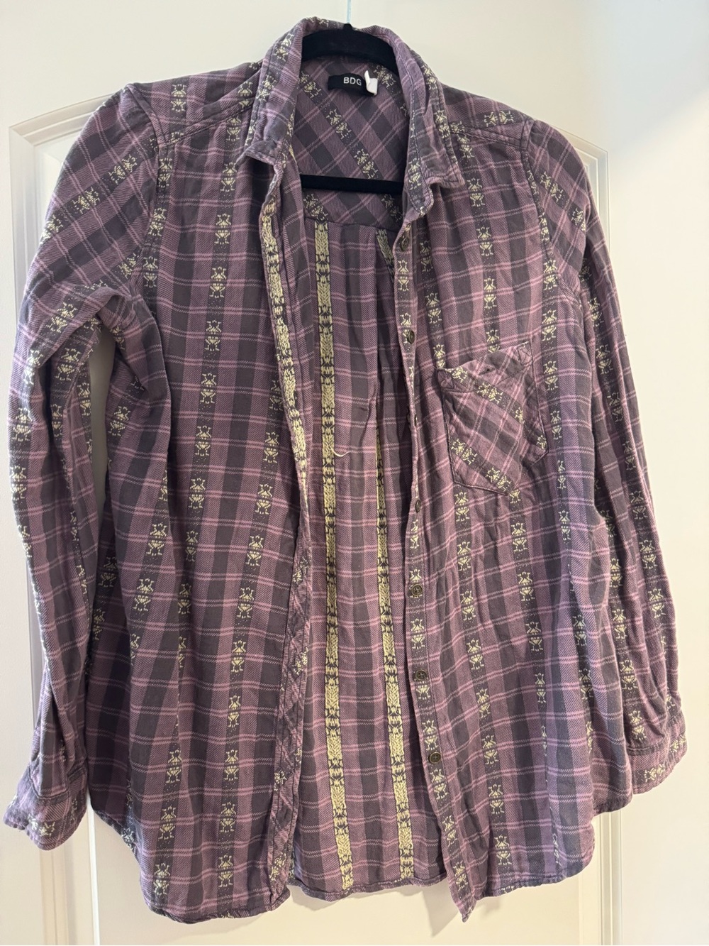 BDG from Urban Outfitters Women's M Purple Plaid Aztec Cotton Flannel Button-Up
